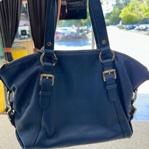 Michael Kors Navy Shoulder Bag with Gold Accents